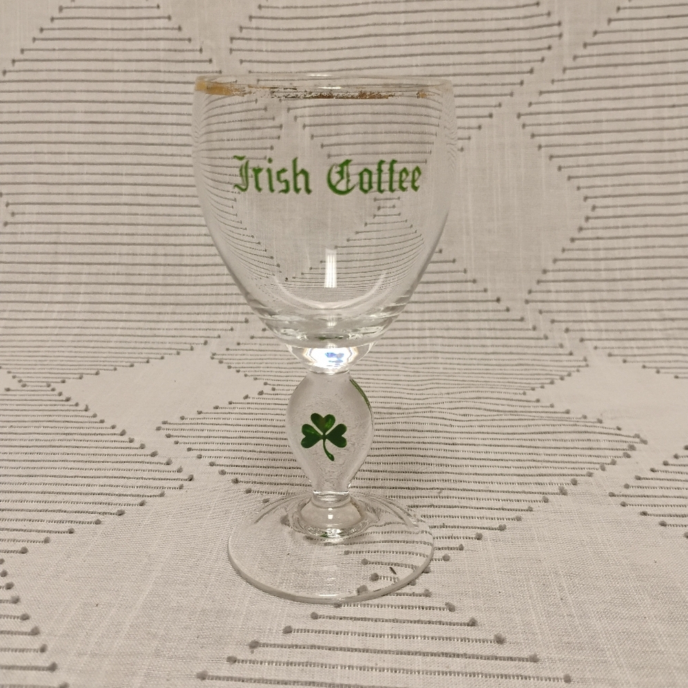 Irish Coffee Glass with Green Shamrock Design